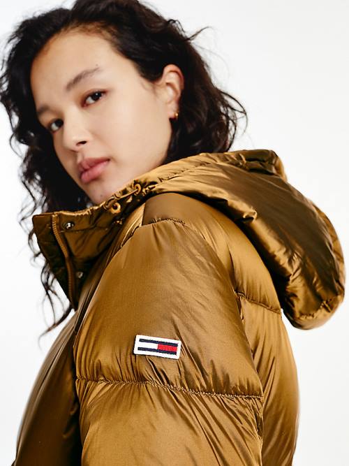 Tommy Hilfiger Metallic Down Puffer Ceket Kadın Kahverengi | TH236GRO