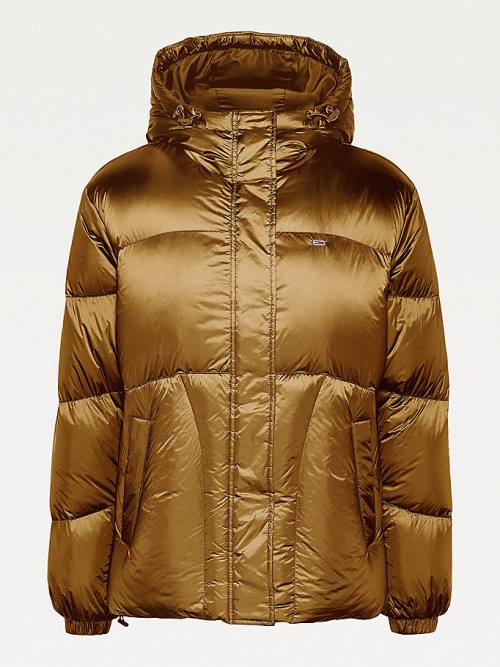 Tommy Hilfiger Metallic Down Puffer Ceket Kadın Kahverengi | TH236GRO