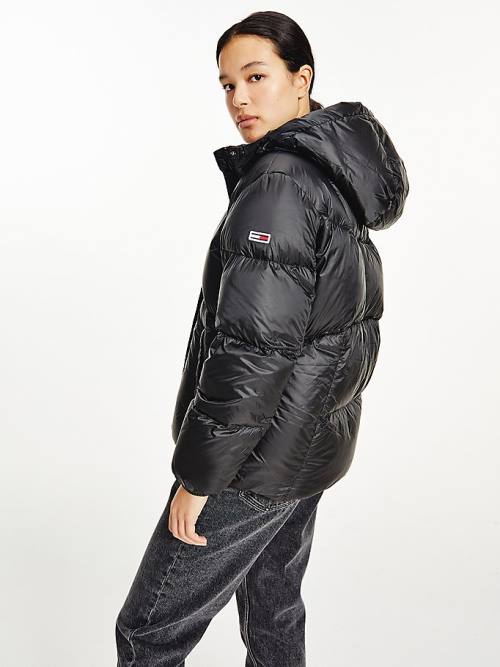 Tommy Hilfiger Metallic Down Puffer Ceket Kadın Siyah | TH730MWX