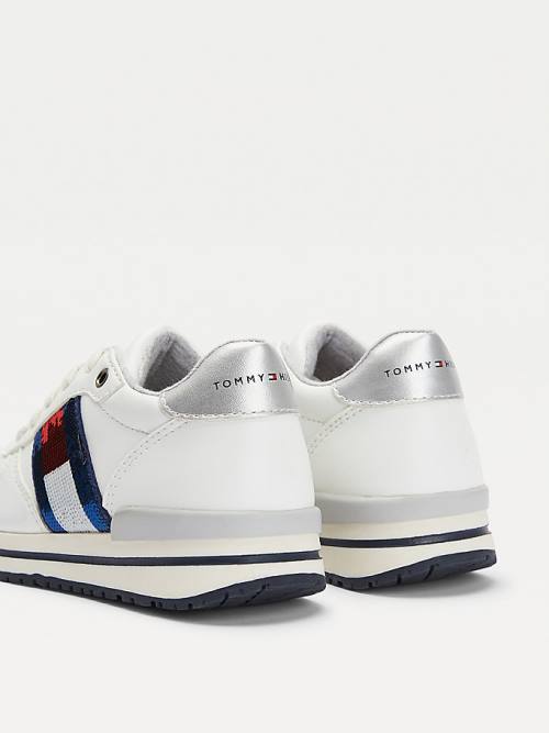 Tommy Hilfiger Metallic Flag Dantel-Up Spor Ayakkabı Kiz Çocuk Beyaz | TH218UZH