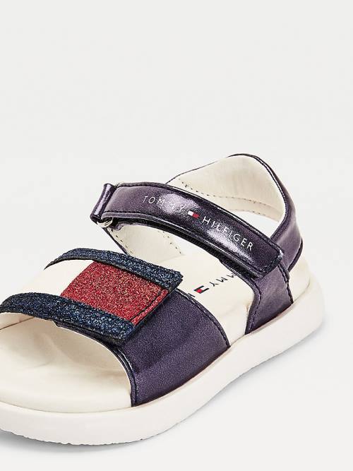 Tommy Hilfiger Metallic Flag Glitter Sandalet Kiz Çocuk Mavi | TH249XBS