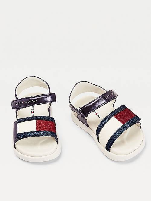 Tommy Hilfiger Metallic Flag Glitter Sandalet Kiz Çocuk Mavi | TH249XBS