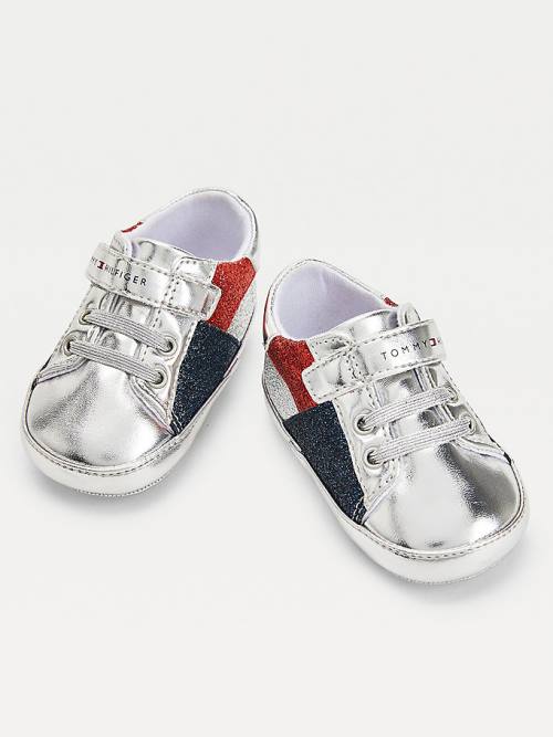 Tommy Hilfiger Metallic Glitter Dantel-Up Spor Ayakkabı Kiz Çocuk Gümüş | TH074KBE