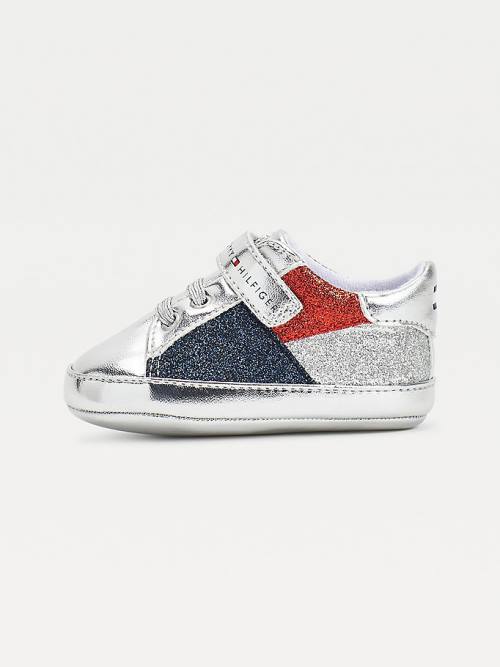 Tommy Hilfiger Metallic Glitter Dantel-Up Spor Ayakkabı Kiz Çocuk Gümüş | TH074KBE