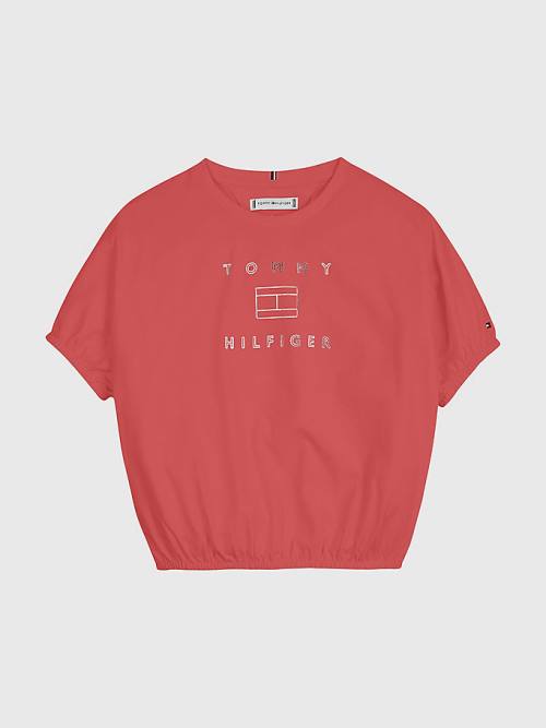 Tommy Hilfiger Metallic Logo Elasticated Belli Tişört Kiz Çocuk Turuncu | TH296BMI