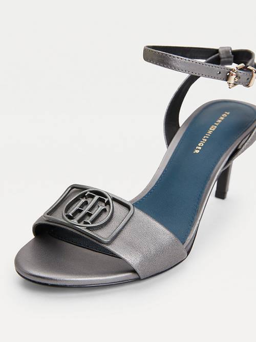 Tommy Hilfiger Metallic Mid Cut Cut Cut-Heel Sandalet Kadın Gri | TH562JLH