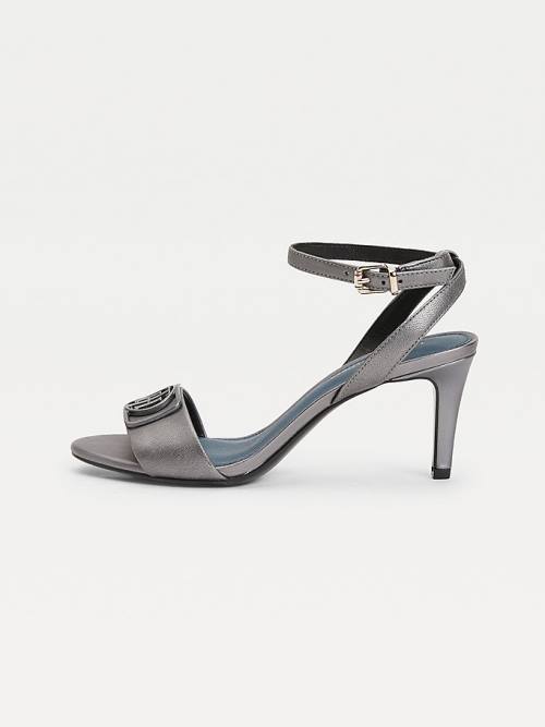 Tommy Hilfiger Metallic Mid Cut Cut Cut-Heel Sandalet Kadın Gri | TH562JLH