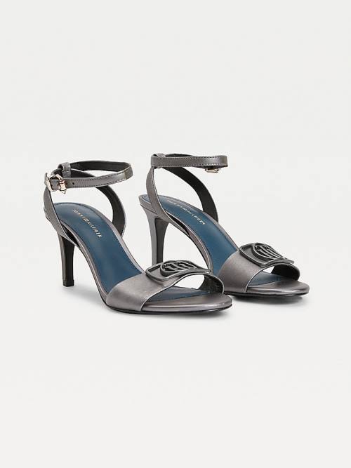 Tommy Hilfiger Metallic Mid Cut Cut Cut-Heel Sandalet Kadın Gri | TH562JLH