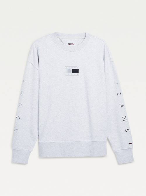 Tommy Hilfiger Metallic Organic Pamuklu Sweatshirt Erkek Gri | TH753YQH