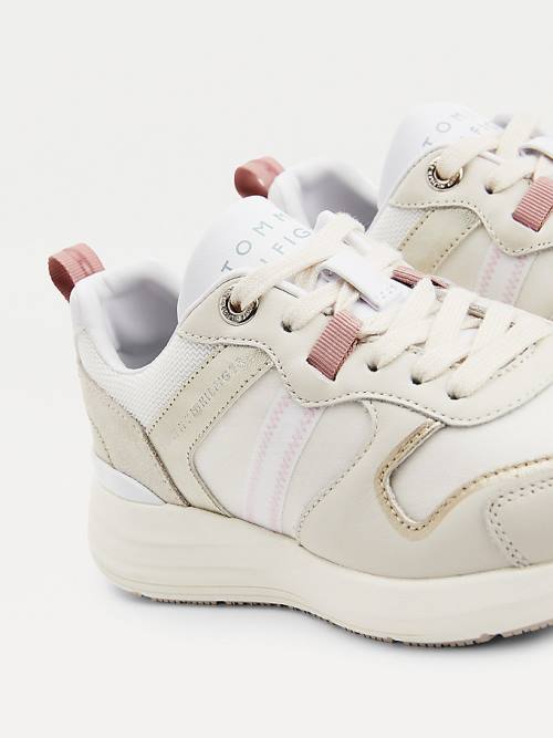 Tommy Hilfiger Metallic Retro Spor Ayakkabı Kadın Bej Rengi | TH950JGE