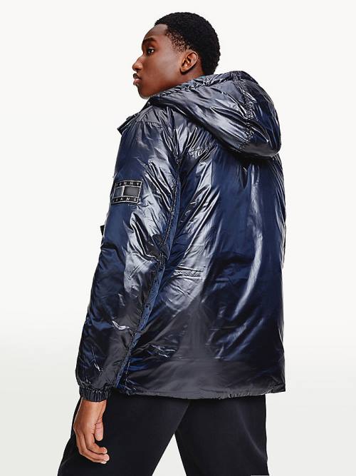 Tommy Hilfiger Metallic Reversible Padded Puffer Ceket Erkek Siyah | TH365YST