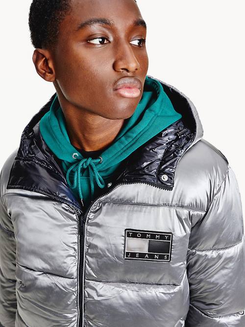 Tommy Hilfiger Metallic Reversible Padded Puffer Ceket Erkek Siyah | TH365YST