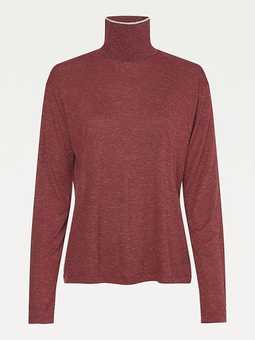 Tommy Hilfiger Metallic Roll Neck Jumper Tişört Kadın Mor | TH397UQT