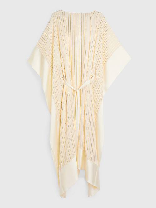 Tommy Hilfiger Metallic Stripe Kaftan Elbise Kadın Beyaz | TH219TSW