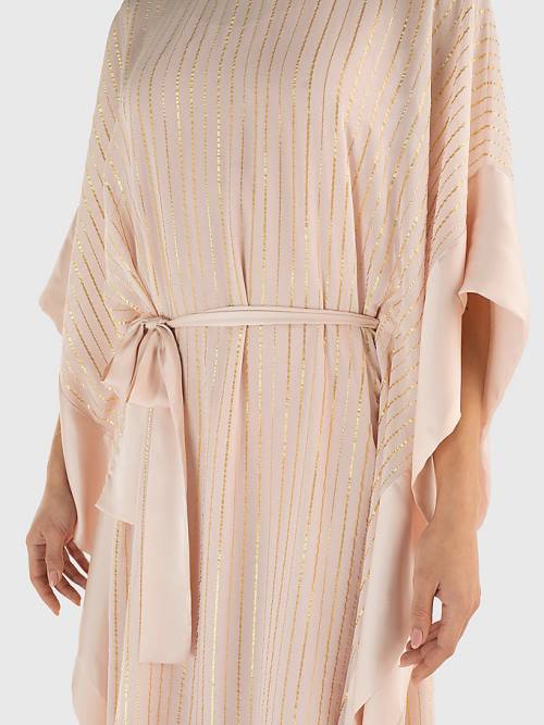 Tommy Hilfiger Metallic Stripe Kaftan Elbise Kadın Pembe | TH265ENW