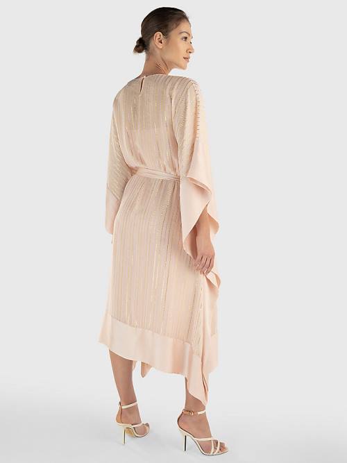 Tommy Hilfiger Metallic Stripe Kaftan Elbise Kadın Pembe | TH265ENW