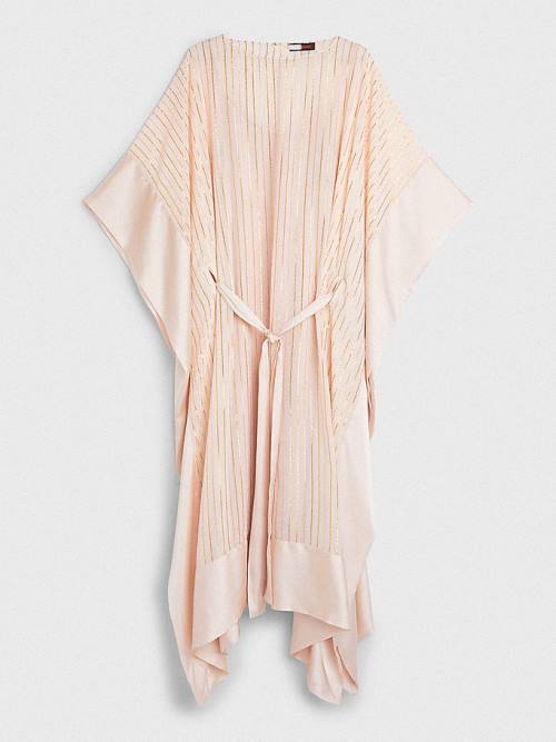 Tommy Hilfiger Metallic Stripe Kaftan Elbise Kadın Pembe | TH265ENW