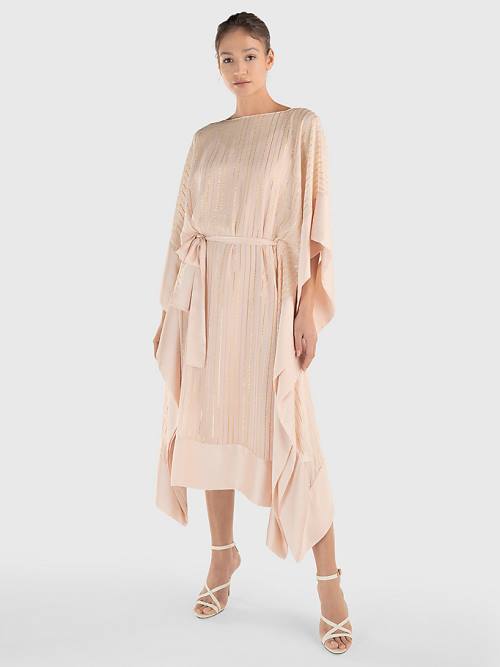 Tommy Hilfiger Metallic Stripe Kaftan Elbise Kadın Pembe | TH265ENW