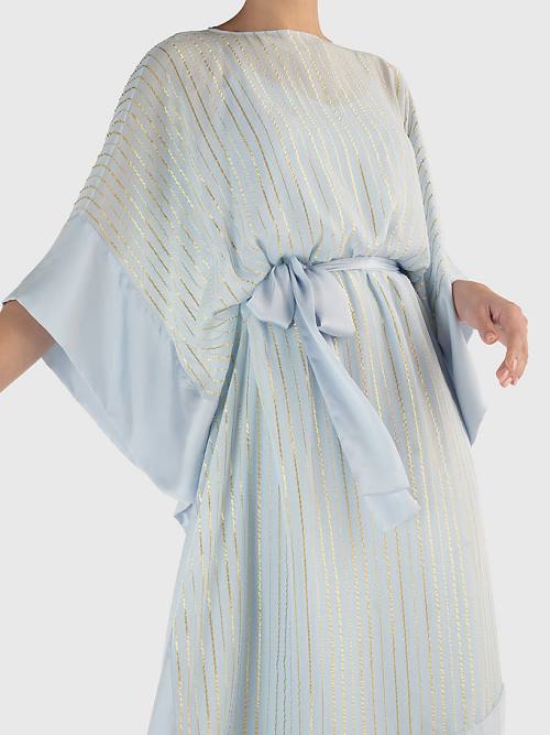 Tommy Hilfiger Metallic Stripe Kaftan Elbise Kadın Mavi | TH709RAI