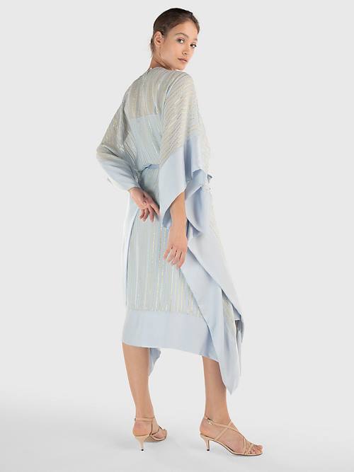 Tommy Hilfiger Metallic Stripe Kaftan Elbise Kadın Mavi | TH709RAI