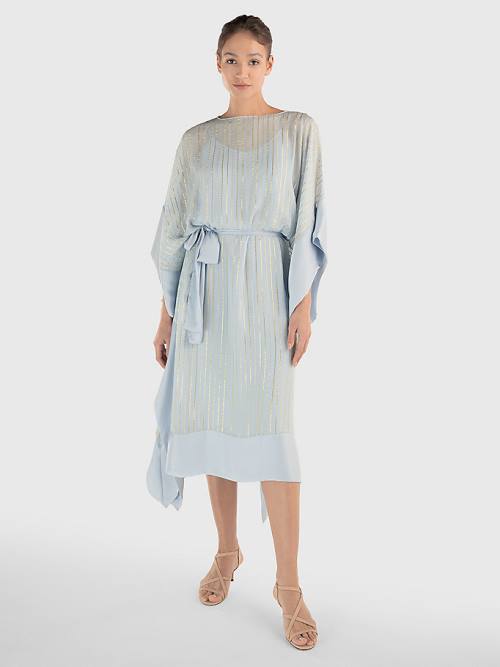 Tommy Hilfiger Metallic Stripe Kaftan Elbise Kadın Mavi | TH709RAI