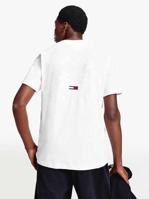 Tommy Hilfiger Metallic Tonal Logo Organic Pamuklu Tişört Erkek Beyaz | TH215WSI