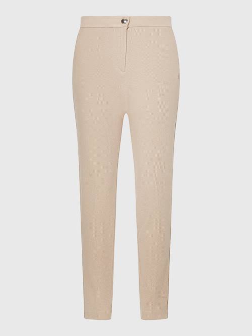 Tommy Hilfiger Michelle Textured Tapered Pantolon Kadın Bej Rengi | TH176JHF