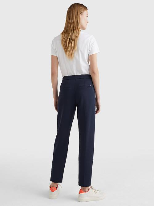 Tommy Hilfiger Michelle Textured Tapered Pantolon Kadın Mavi | TH927QBJ