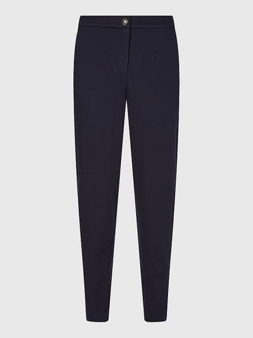 Tommy Hilfiger Michelle Textured Tapered Pantolon Kadın Mavi | TH927QBJ