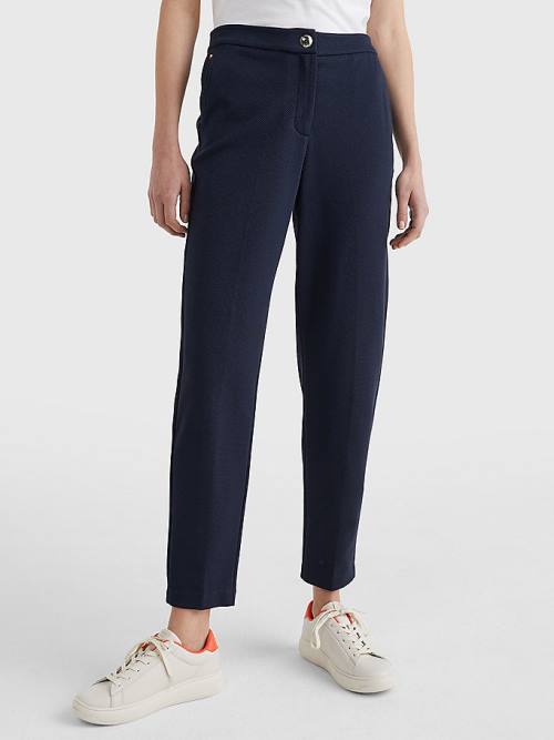 Tommy Hilfiger Michelle Textured Tapered Pantolon Kadın Mavi | TH927QBJ