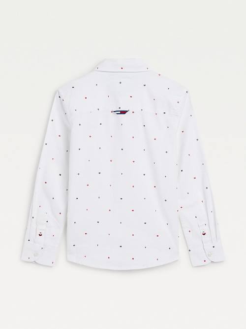 Tommy Hilfiger Micro Print Oxford Gömlek Erkek Çocuk Beyaz | TH802PAI