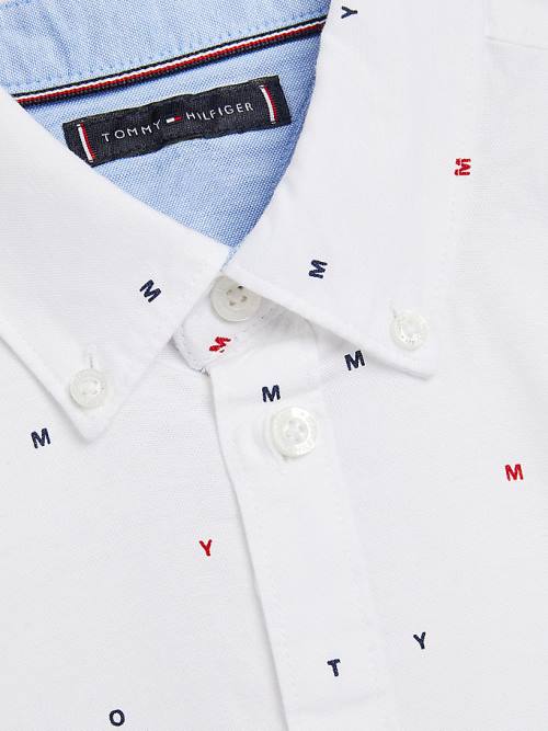 Tommy Hilfiger Micro Print Oxford Gömlek Erkek Çocuk Beyaz | TH802PAI