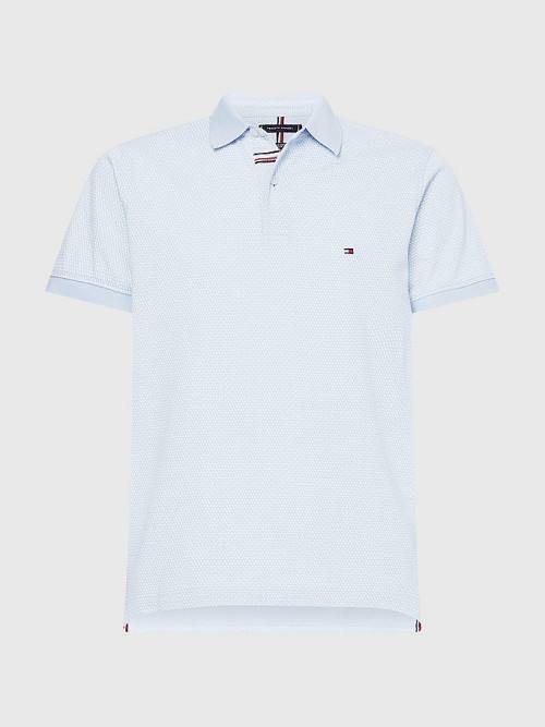 Tommy Hilfiger Micro Print Slim Fit Polo Yaka Tişört Erkek Mavi | TH975FDX