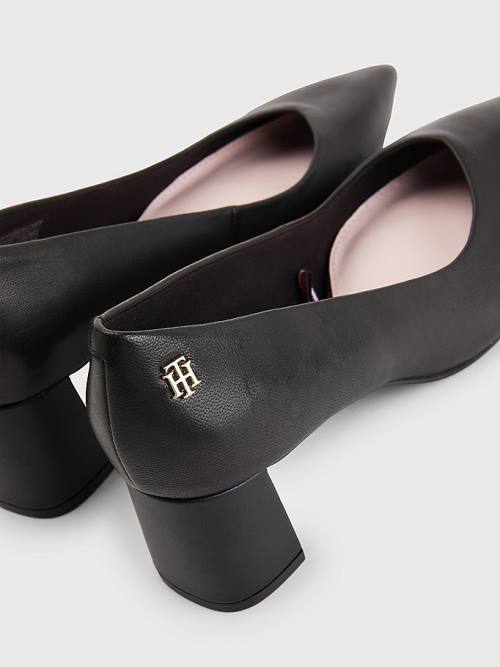 Tommy Hilfiger Mid Cut Cut Cut Deri Pumps Topuklu Ayakkabı Kadın Siyah | TH973TXQ