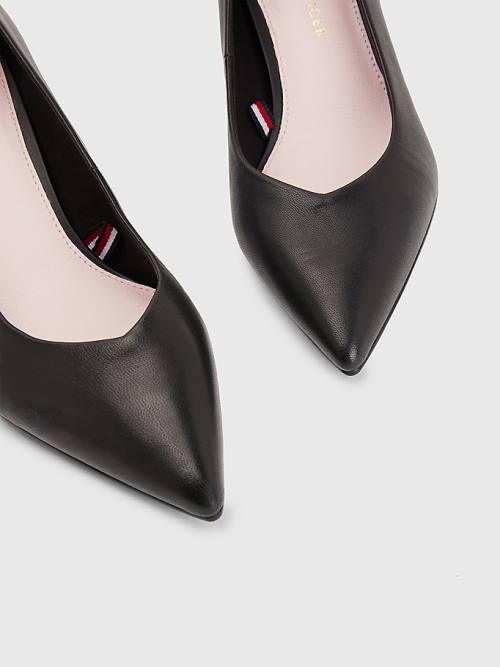 Tommy Hilfiger Mid Cut Cut Cut Deri Pumps Topuklu Ayakkabı Kadın Siyah | TH973TXQ