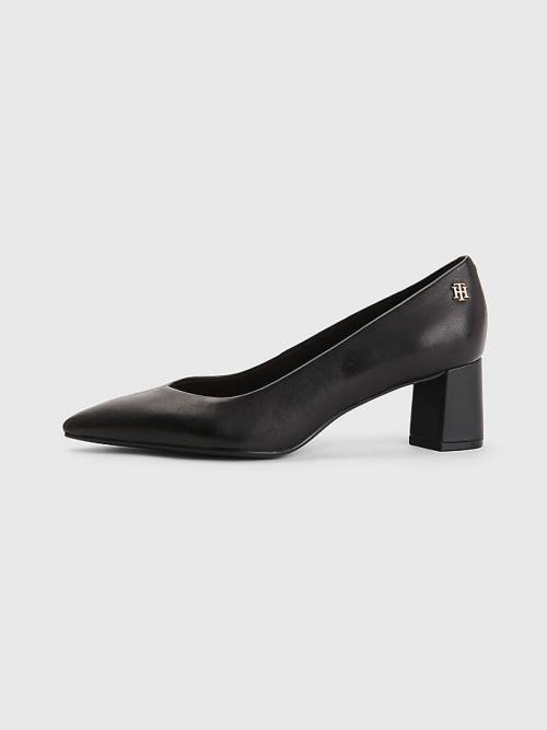 Tommy Hilfiger Mid Cut Cut Cut Deri Pumps Topuklu Ayakkabı Kadın Siyah | TH973TXQ