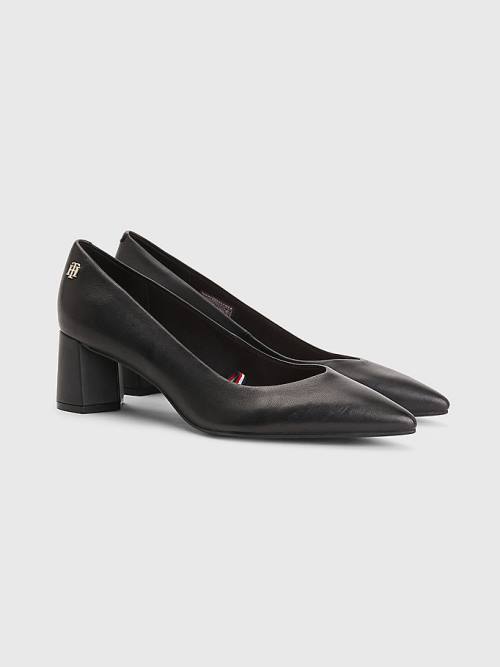 Tommy Hilfiger Mid Cut Cut Cut Deri Pumps Topuklu Ayakkabı Kadın Siyah | TH973TXQ