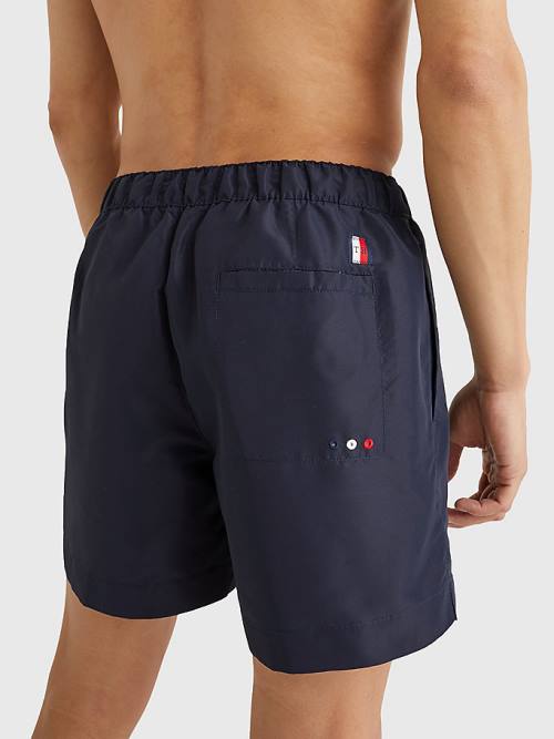 Tommy Hilfiger Mid Cut Cut Cut Length Signature Logo Shorts Mayo Erkek Mavi | TH840DSC