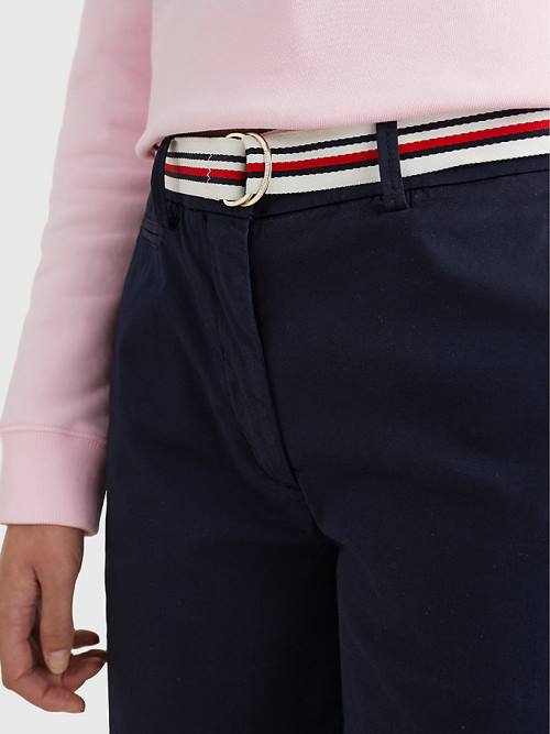 Tommy Hilfiger Mid Cut Cut Cut Rise Chino Şort Kadın Mavi | TH483FDP