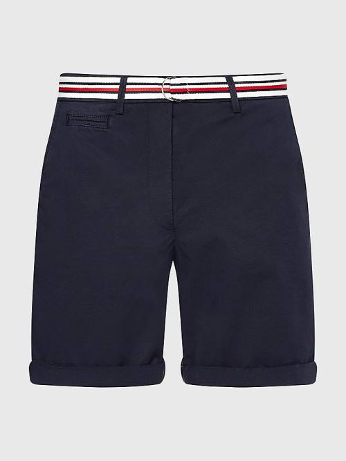 Tommy Hilfiger Mid Cut Cut Cut Rise Chino Şort Kadın Mavi | TH483FDP