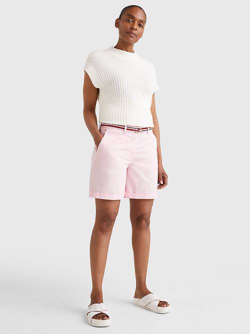 Tommy Hilfiger Mid Cut Cut Cut Rise Chino Şort Kadın Pembe | TH495TYN