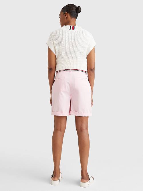 Tommy Hilfiger Mid Cut Cut Cut Rise Chino Şort Kadın Pembe | TH495TYN