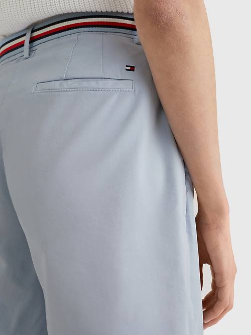 Tommy Hilfiger Mid Cut Cut Cut Rise Chino Şort Kadın Mavi | TH873HGZ