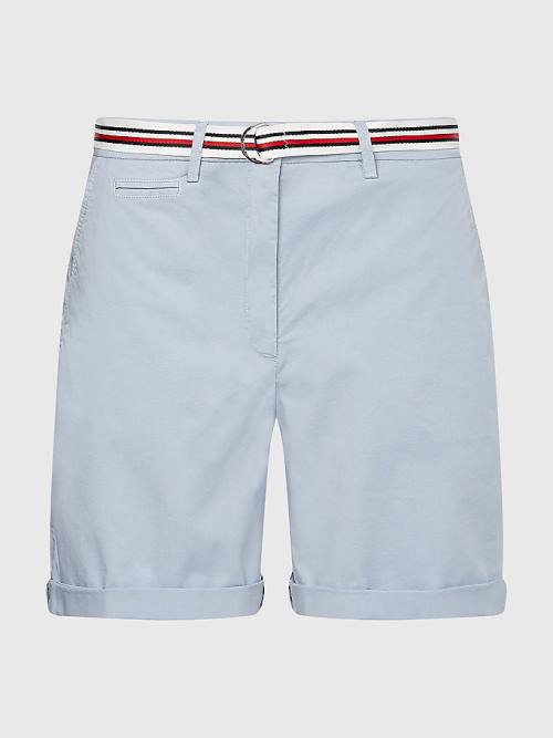 Tommy Hilfiger Mid Cut Cut Cut Rise Chino Şort Kadın Mavi | TH873HGZ