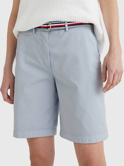 Tommy Hilfiger Mid Cut Cut Cut Rise Chino Şort Kadın Mavi | TH873HGZ