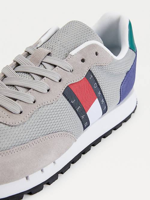 Tommy Hilfiger Mixed Panel Spor Ayakkabı Erkek Gri | TH107BYW