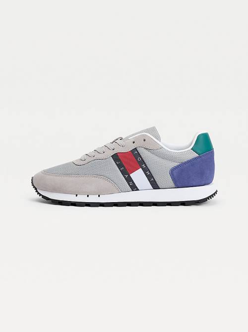 Tommy Hilfiger Mixed Panel Spor Ayakkabı Erkek Gri | TH107BYW