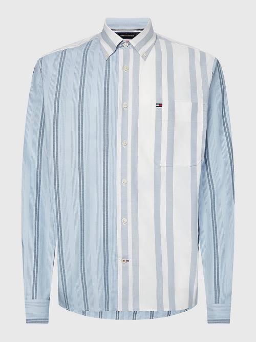 Tommy Hilfiger Mixed Stripe Oxford Gömlek Erkek Mavi | TH546RJD