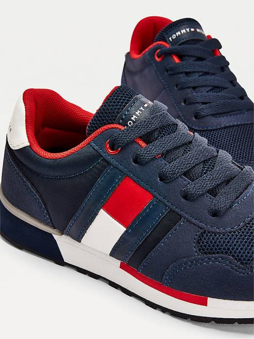 Tommy Hilfiger Mixed Texture Dantel-Up Spor Ayakkabı Erkek Çocuk Mavi | TH281TFO