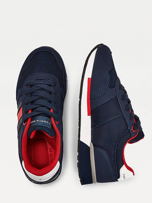 Tommy Hilfiger Mixed Texture Dantel-Up Spor Ayakkabı Erkek Çocuk Mavi | TH281TFO